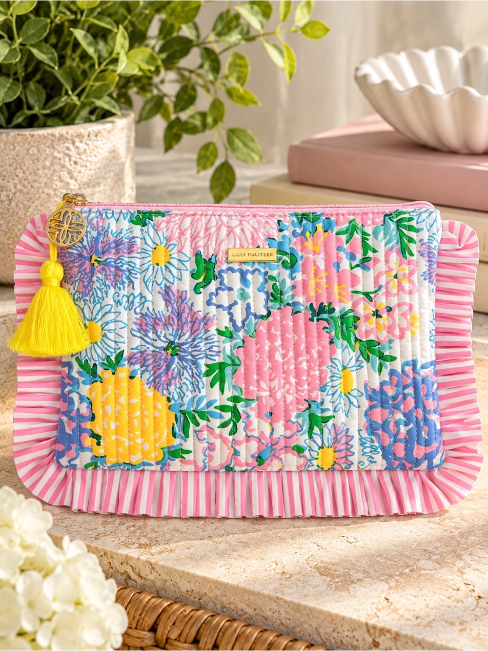 Lilly Pulitzer Lilly Garden Home Ruffle Zip Pouch NWT